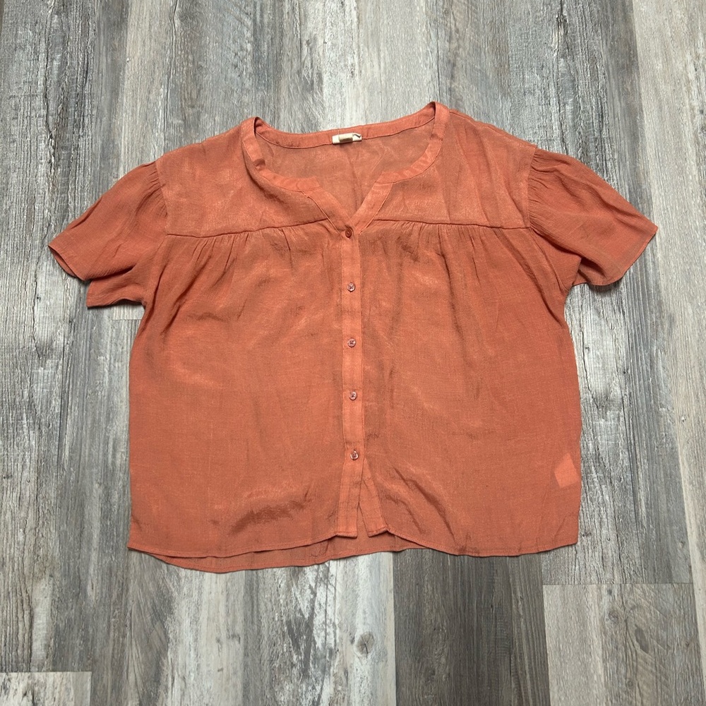 Women's Terracotta Button-Up Top